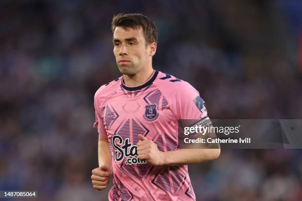 Seamus Coleman of Everton during the Premier League match between Leicester City and Everton FC at The King Power Stadium on May 01, 2023 in...