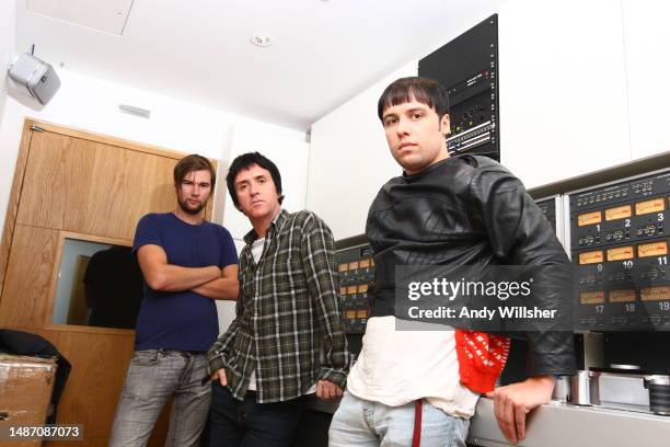 Indie band The Cribs and Johnny Marr photographed at British Grove Studios in London