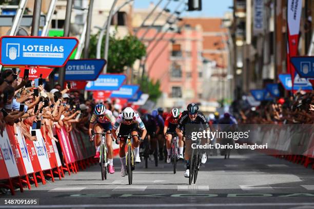 Chloé Dygert of The United States and Team Canyon//SRAM Racing, Marianne Vos of The Netherlands and Team Jumbo-Visma - Polka dot Mountain Jersey and...