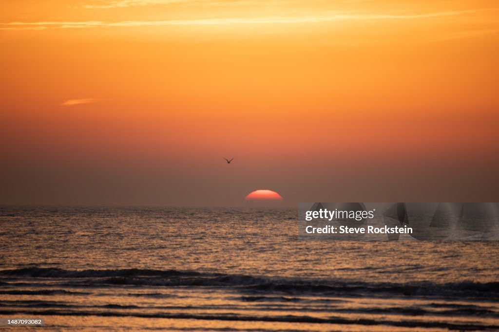 Sunset on the beach in the Netherlands
