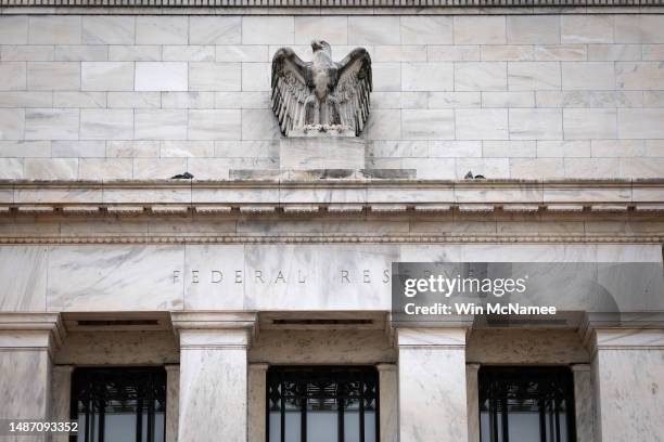 The Federal Reserve building is shown May 2, 2023 in Washington, DC. The Federal Reserve begins two days of meetings today to determine its next...