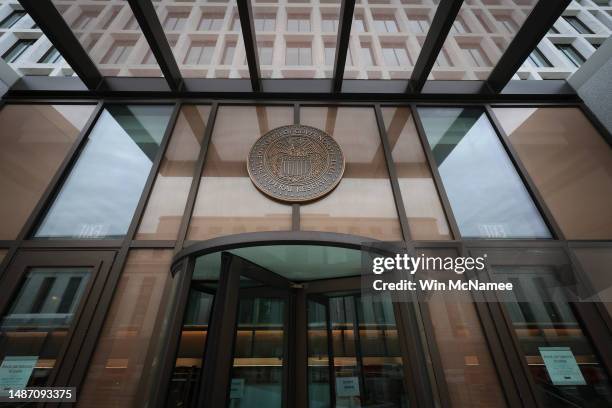 The Federal Reserve building is shown May 2, 2023 in Washington, DC. The Federal Reserve begins two days of meetings today to determine its next...