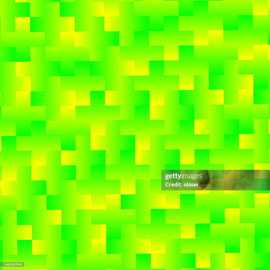 Pattern of plus shapes, green - yellow