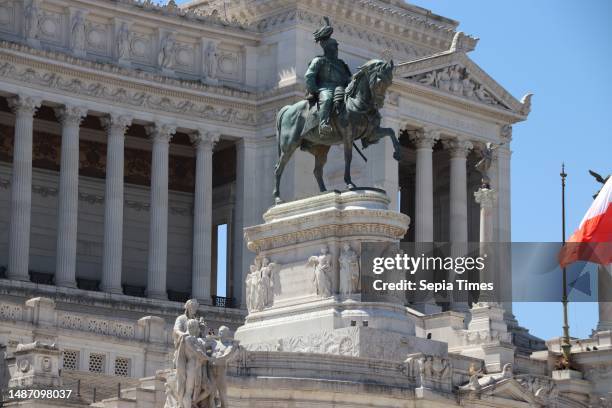 Victor Emmanuel II Monument, First king of unified Italy, mid 19th century until 1878. Ancient Rome Historic Center, Rome, Italy.