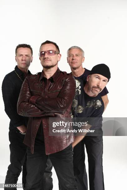 Irish rock band U2, studio group portrait in Dublin in 2009