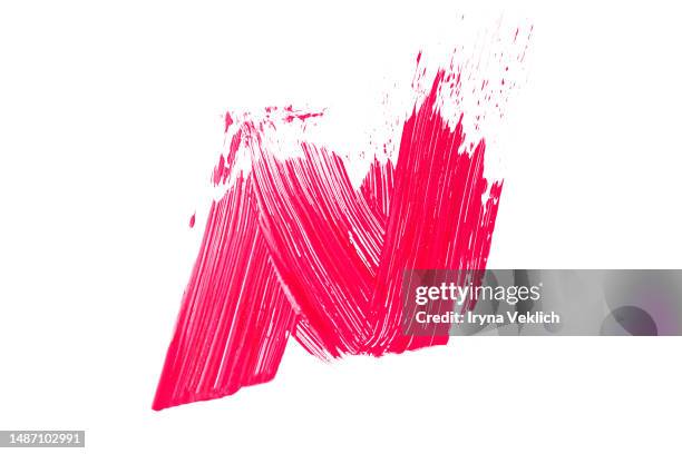 red pink magenta lipstick smear on white color background. viva magenta color of the 2023 year. - pink lipstick smear stock pictures, royalty-free photos & images