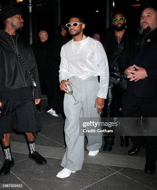 Usher arrives at a Met Gala afterparty in New York.