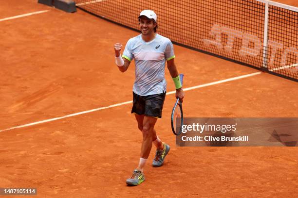 Borna Coric of Croatia celebrates match point against Alejandro Davidovich Fokina of Spain during the Men's Singles Round Four match on Day Nine of...