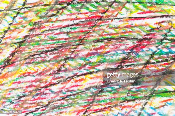 crayon drawing texture of different colors - abstract background - on paper - crayon hatching stock pictures, royalty-free photos & images