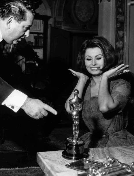 Joseph E. Levine and Sophia Loren, Oscar For Best Actress For The Film Two Women, 60s.