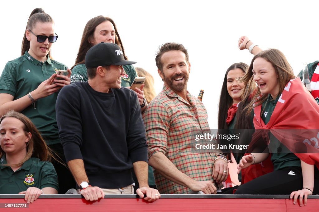 Wrexham FC Celebrate Promotion To League Football With Bus Parade