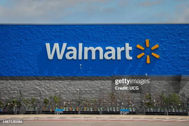 Atchison, Kansas. Walmart store logo with gardening products for sale.