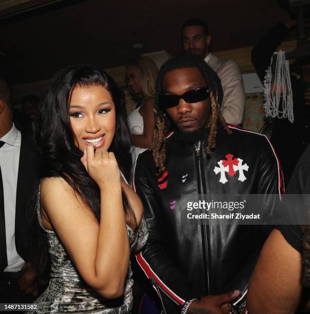 Cardi B and Offset attend The After hosted by Diddy & Doja Cat powered by Ciroc Premium Vodka and DeLeon Tequila at Club Love on May 01, 2023 in New...
