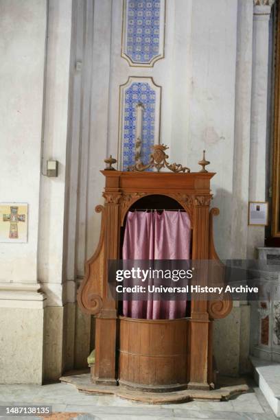 Church of St. Bartholomew, confessional, Scicli, sicily, Italy.