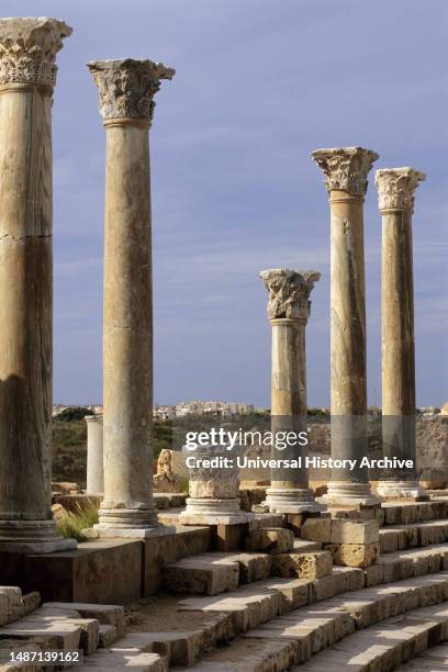 Archaeological site of Leptis Magna, Libya.