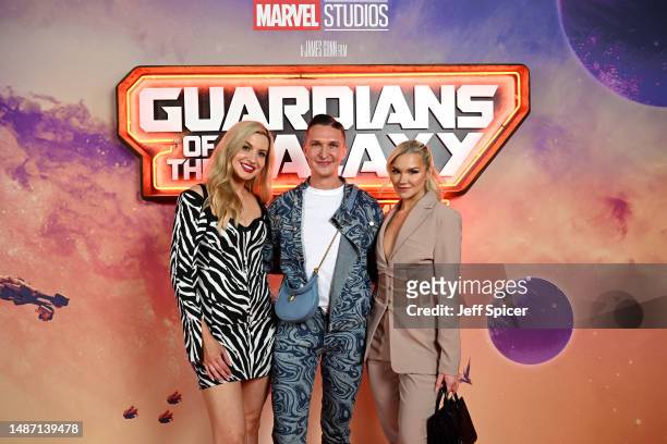 Victoria Brown, Chris Kowalski and Abbie Quinnen attend the UK Multimedia Screening of Marvel Studios' "Guardians of the Galaxy Vol. 3" on May 02,...