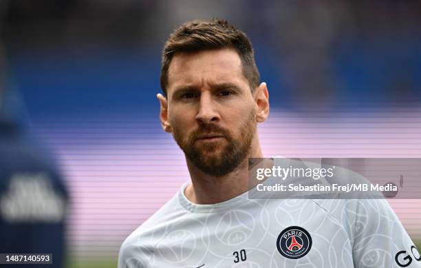 Lionel Messi of PSG during the Ligue 1 match between Paris Saint-Germain and FC Lorient at Parc des Princes on April 30, 2023 in Paris, France.