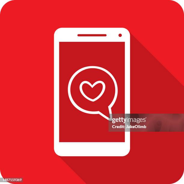 heart speech bubble smartphone icon silhouette 2 - auto post production filter stock illustrations