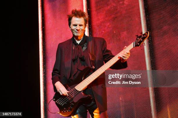 John Taylor of Duran Duran performs on stage during the Future Past tour at The O2 Arena on May 02, 2023 in London, England.