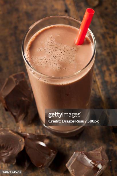 refreshing delicious chocolate milk with real cocoa,romania - chocolate milk stock pictures, royalty-free photos & images