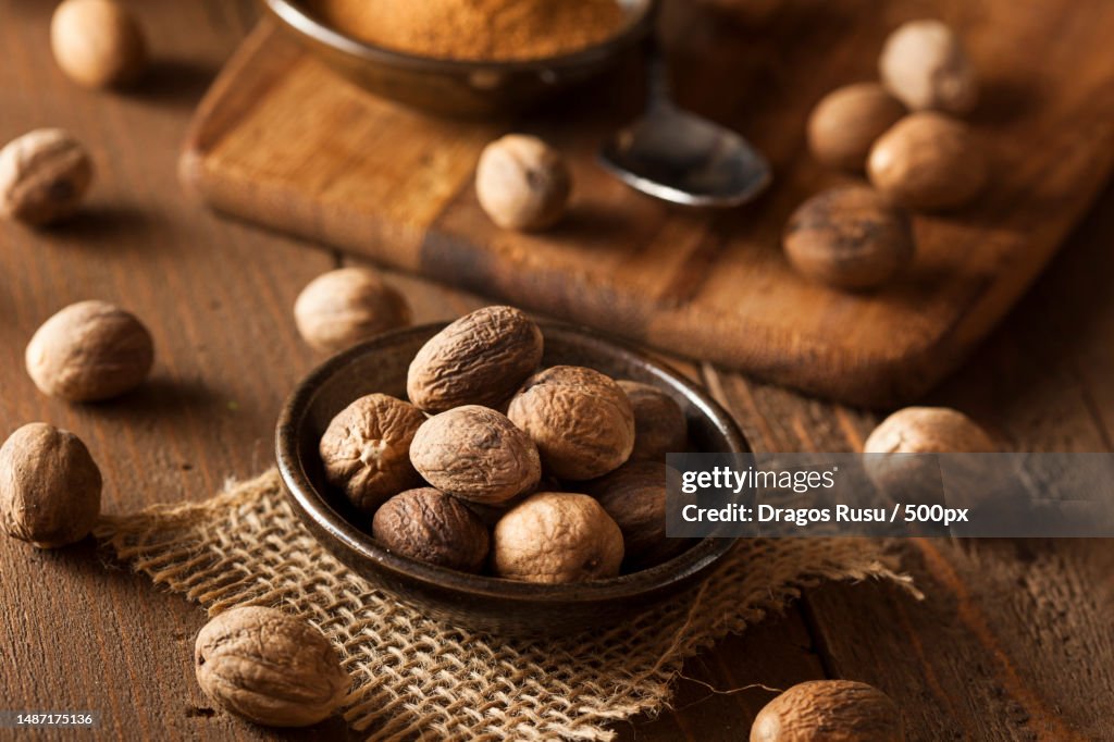 Raw Organic Dry Nutmeg to Use as a Spice,Romania