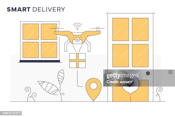 smart delivery vector illustration - autonomous delivery stock illustrations