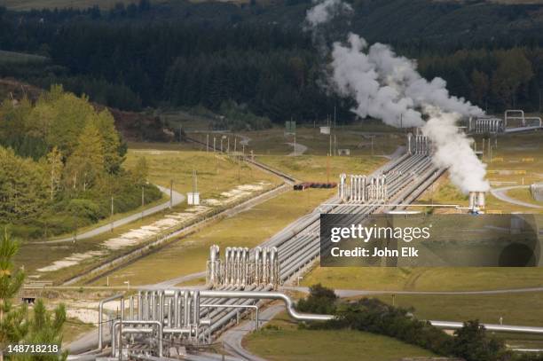 wairakei geothermal project. - geothermal power station stock pictures, royalty-free photos & images