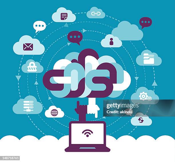 cloud communication - cloud brain stock illustrations