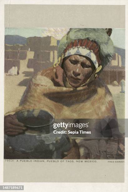 Pueblo Indian, Pueblo of Taos, New Mexico, New Mexico, still image, Postcards, 1898