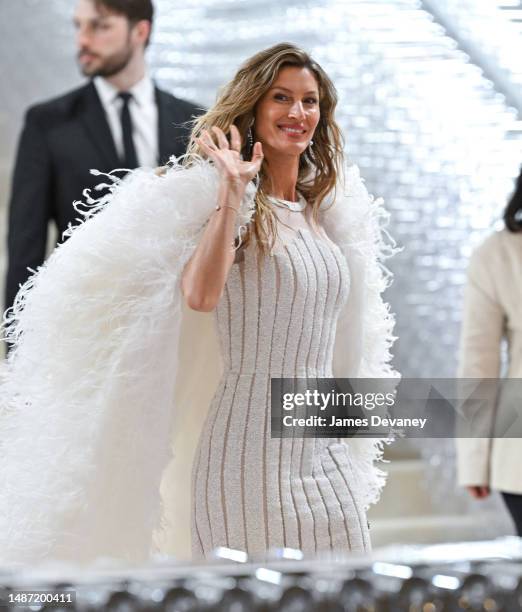 Gisele Bundchen leaves The 2023 Met Gala Celebrating "Karl Lagerfeld: A Line Of Beauty" at The Metropolitan Museum of Art on May 01, 2023 in New York...