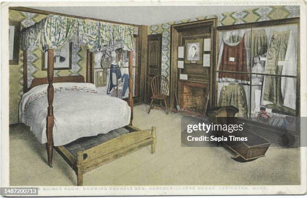 Dorothy Quincy Room, Showing Trundle Bed, Hancock-Clarke House, Lexington, Mass., still image, Postcards, 1898