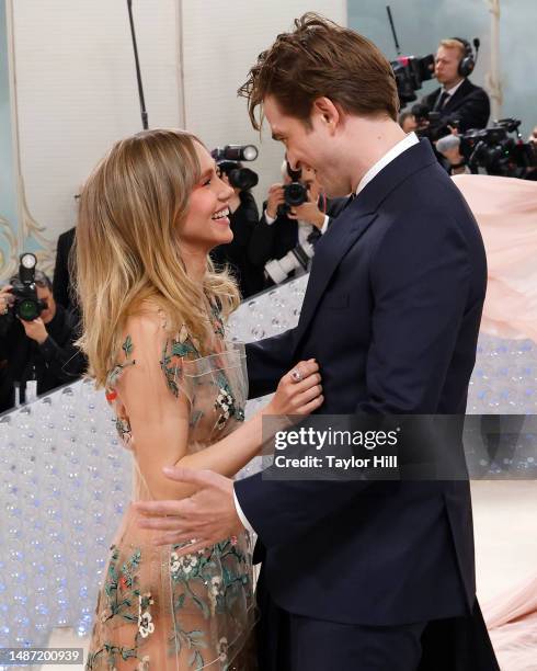 Robert Pattinson and Suki Waterhouse attend the 2023 Costume Institute Benefit celebrating "Karl Lagerfeld: A Line of Beauty" at Metropolitan Museum...