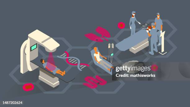 cancer therapy illustration - radiotherapy stock illustrations