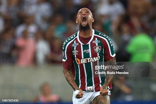 Felipe Melo of Fluminense reacts during the Copa CONMEBOL Libertadores 2023 group D match between Fluminense and River Plate at Maracana Stadium on...