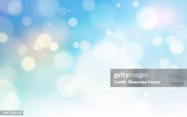 ilustrações de stock, clip art, desenhos animados e ícones de blue gradient multicolours defocused bokeh light circle bubble dot abstract background for christmas event - focagem difusa