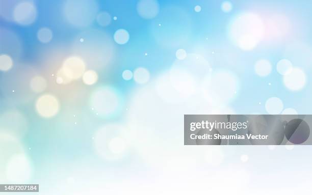 ilustrações de stock, clip art, desenhos animados e ícones de blue gradient multicolours defocused bokeh light circle bubble dot abstract background for christmas event - desvanecido efeito de imagem