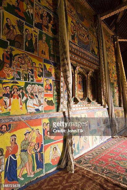ura kidane meret monastery, mural painting. - lake tana fotografías e imágenes de stock