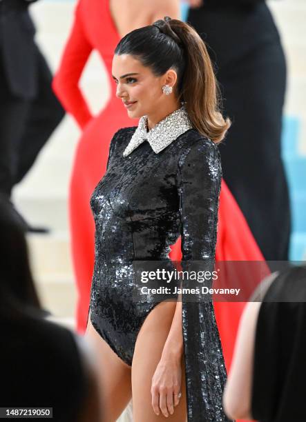 Kendall Jenner arrives to The 2023 Met Gala Celebrating "Karl Lagerfeld: A Line Of Beauty" at The Metropolitan Museum of Art on May 01, 2023 in New...