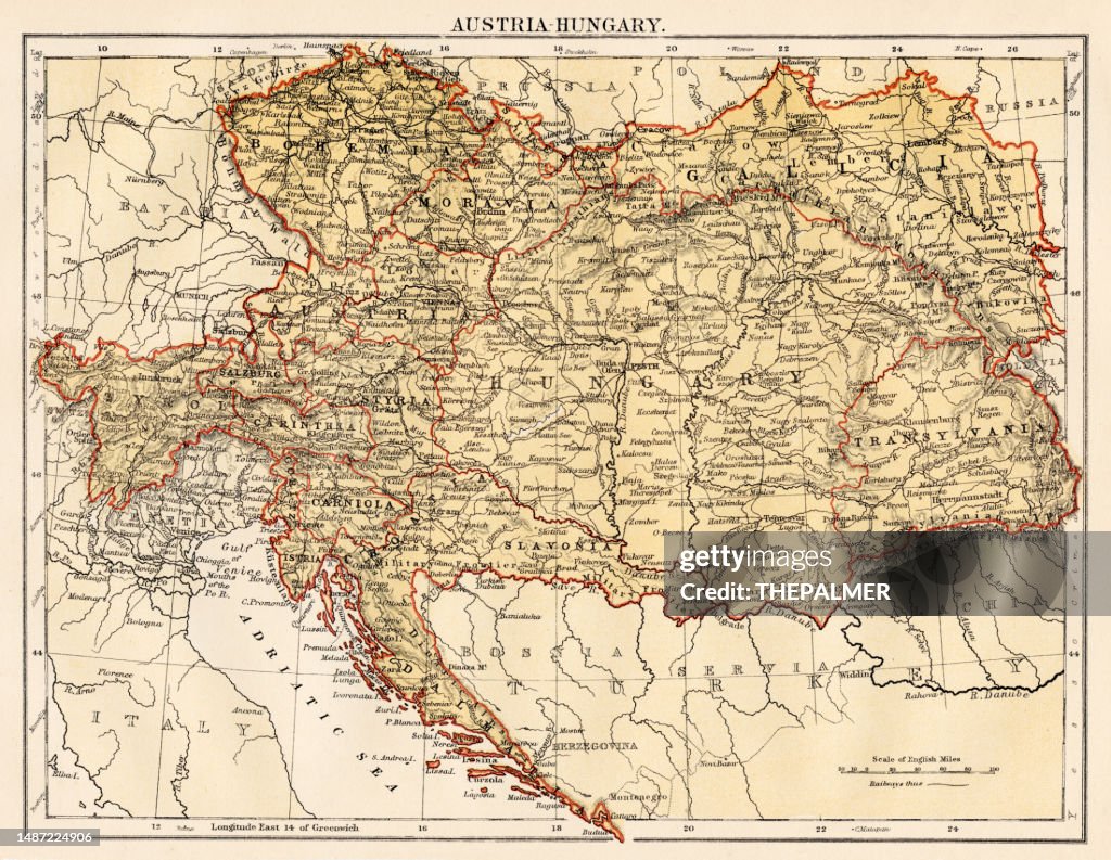 Map of Austria-Hungary Oeean 1878