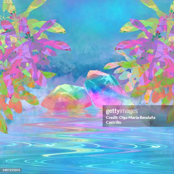 we are all made of crystals - vaporwave stock illustrations