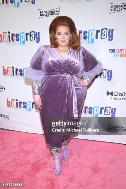 Tess Holliday attends the Los Angeles opening night performance of the musical "Hairspray" at Dolby Theatre on May 02, 2023 in Hollywood, California.