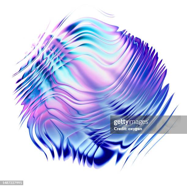 abstract blue pink neon swirl wave motion distorted curve shape on white  background - blue sports ball stock pictures, royalty-free photos & images