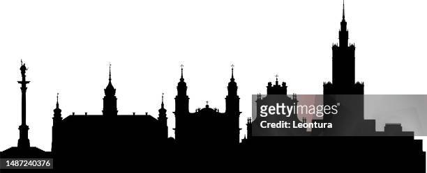 warsaw skyline (all buildings are complete and moveable) - warsaw panorama stock illustrations