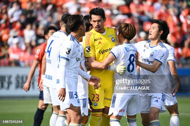 William POPP of FC Machida Zelvia react after PK during the J.LEAGUE Meiji Yasuda J2 13th Sec. Match between Omiya Ardija and FC Machida Zelvia at...