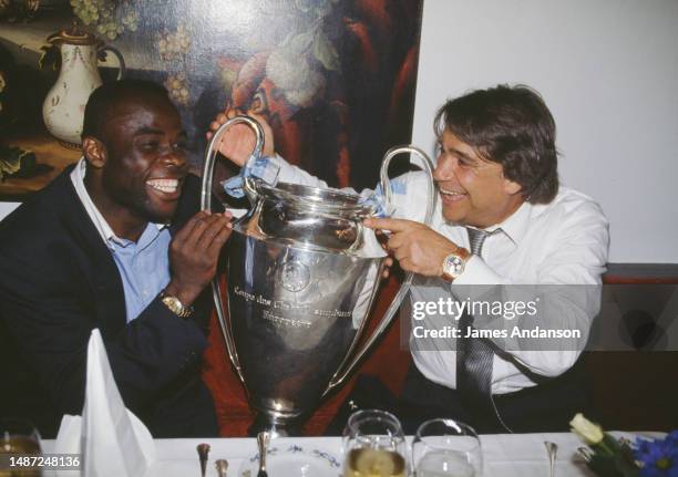 Party after the European Champions Cup final, season 1992-1993 between Marseille and AC Milan. Marseille won 1-0. Marseille's striker Basile Boli...