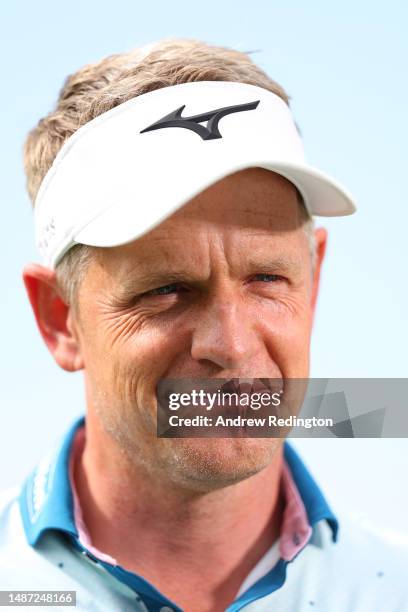 European Ryder Cup Captain, Luke Donald of England is interviewed ahead of the Pro-Am prior to the DS Automobiles Italian Open at Marco Simone Golf...