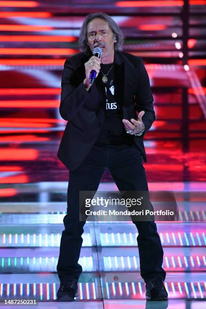 Italian singer Marco Ferradini during the first episode of Rai I migliori anni. Rome , April 28th, 2023.