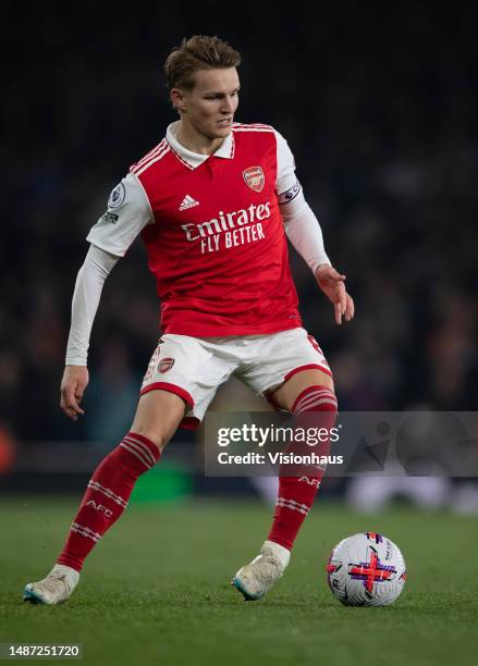 Martin Odegaard of Arsenal during the Premier League match between Arsenal FC and Southampton FC at Emirates Stadium on April 21, 2023 in London,...