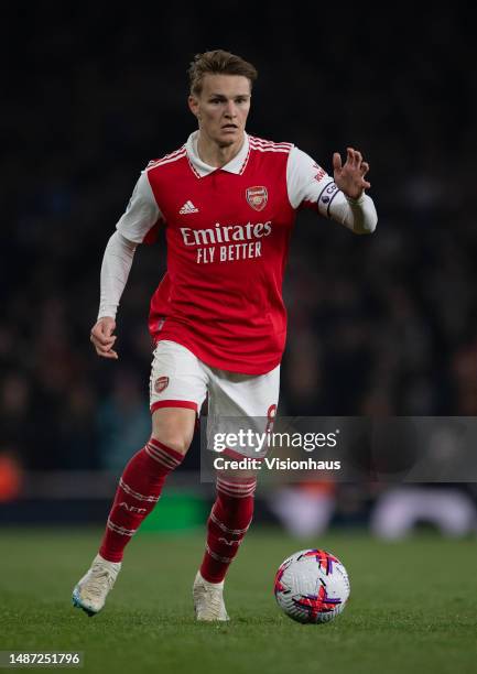 Martin Odegaard of Arsenal during the Premier League match between Arsenal FC and Southampton FC at Emirates Stadium on April 21, 2023 in London,...