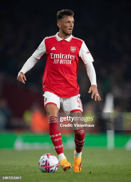 Ben White of Arsenal during the Premier League match between Arsenal FC and Southampton FC at Emirates Stadium on April 21, 2023 in London, England.